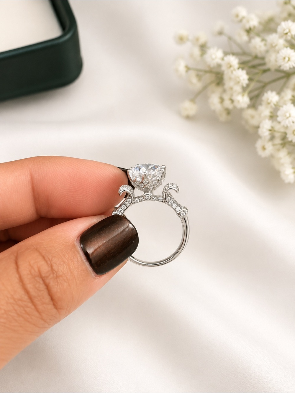 GRA Certified 3CT Oval Cut Moissanite Engagement Ring 925 Sterling Silver Size 8 - Picture 3 of 5